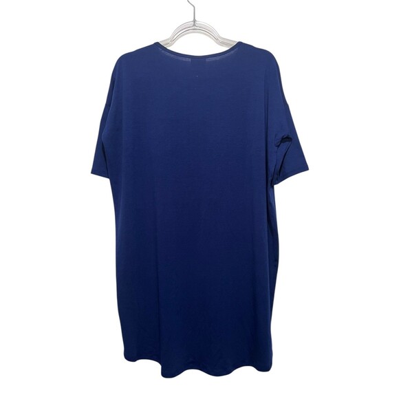 LuLaRoe Irma Top Size Small Royal Blue High Low Tunic Short Sleeve Stretch NWT - Picture 2 of 4